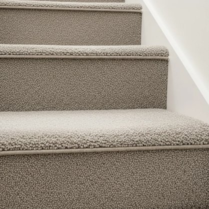 Anti-slip wall-to-wall stair carpet with secure grip and safety finish
