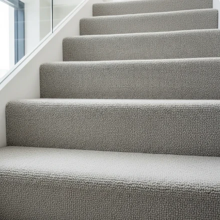 Fixed stair carpet installation on residential staircase