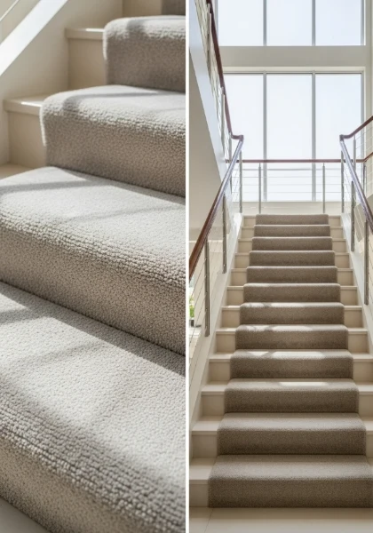 Luxury wool stair carpet installed in a modern Dubai home with soft thick texture and premium finish