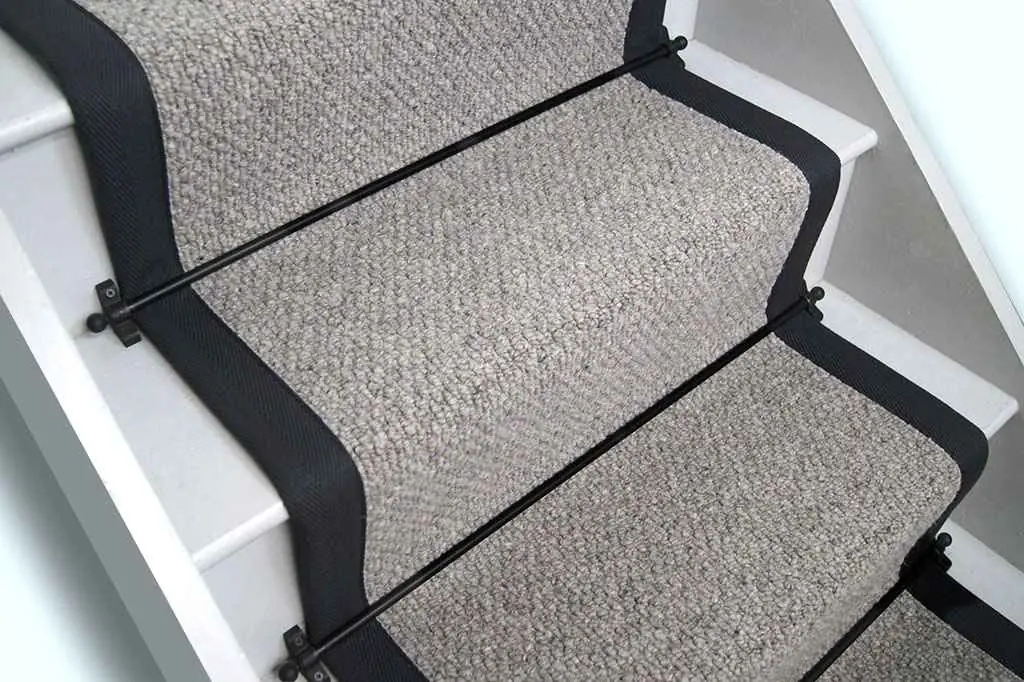 light beige textured wool runner featuring a tight loop weave.