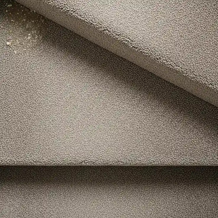 Deep beige pile wall-wall stair carpet slight real-life wear