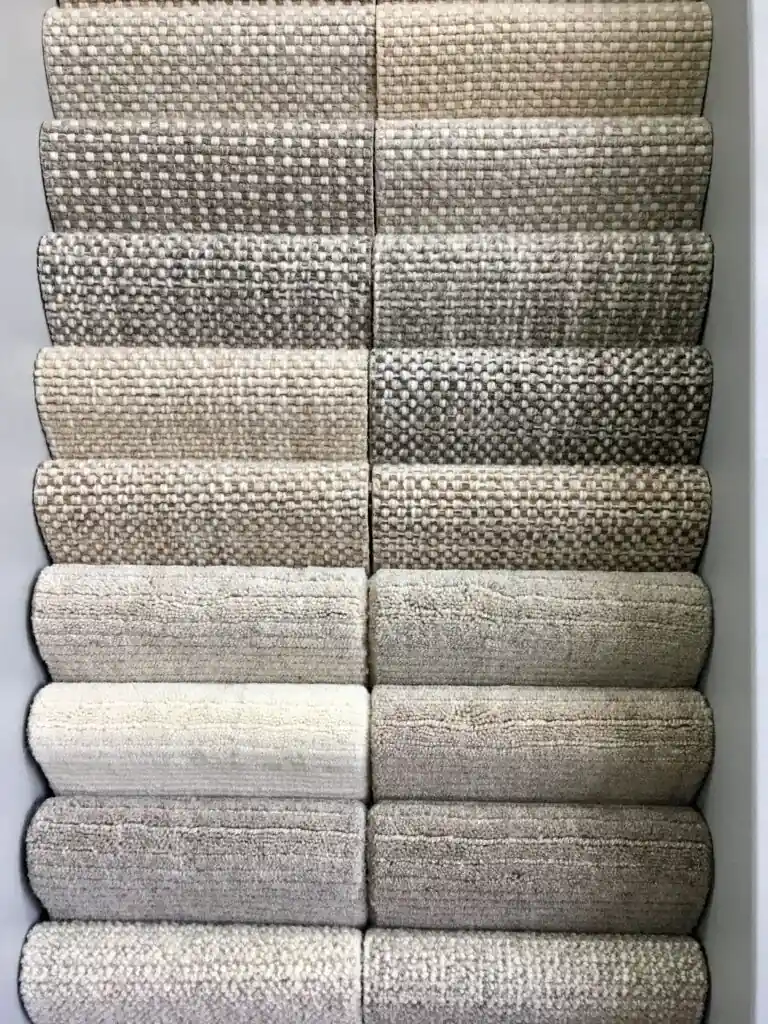 Neutral beige carpet texture samples in various patterns