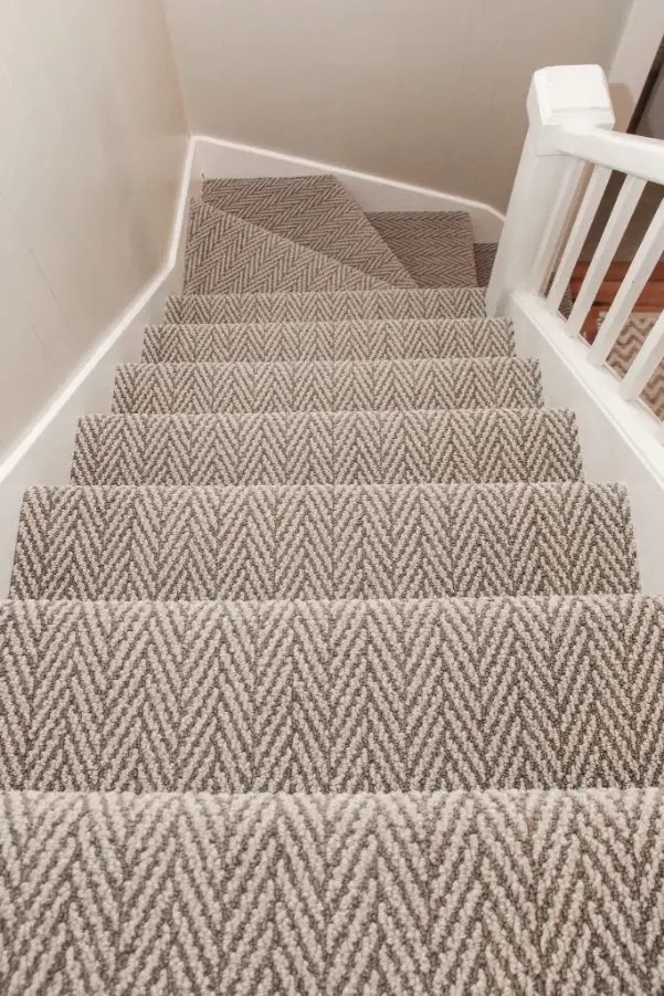 Stylish patterned stair carpet.