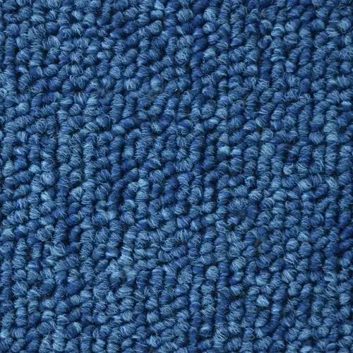 Blue polypropylene textured loop pile carpet texture swatch featuring a durable, stain-resistant weave for Polypropylene Stair Runners Dubai.