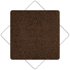 Dark brown carpet swatch set inside a diamond outline.
