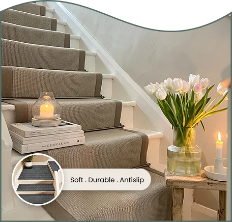 Moder An custom stair carpet installation in a contemporary home in Dubai